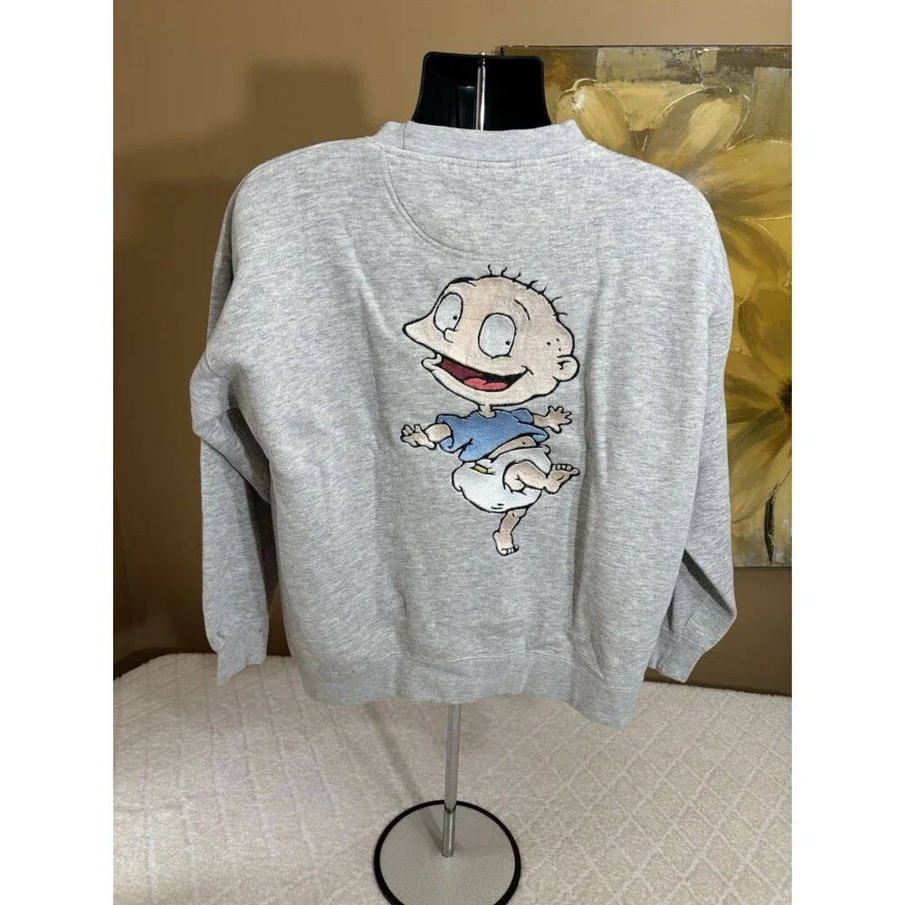 Vintage Wolf 90s Rugrats Show Tommy Pickles 2 Sided Embroidered Sweatshirt Large - Picture 9 of 16